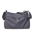 Borsa a tracolla in nylon impermeabile grigio scuro con zip multiple e cinghia regolabile - Viola scuro