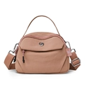 Borsa a tracolla in nylon rosa antico con tasche multiple e ampia tracolla regolabile - Rosa Antico