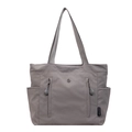Deep grey waterproof nylon tote bag with multi-pocket design and reinforced handles - Gray