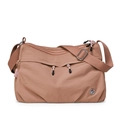 Borsa a tracolla impermeabile in nylon da donna rosa polvere con cerniere multiple - Rosa Antico