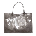 Bolso tote minimalista en papel DuPont gris oscuro brillante con texto en blanco - Gris