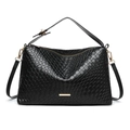 Elegante schwarze geflochtene Tragetasche mit goldenen Details und Schultergurt - Schwarz