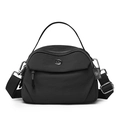 Borsa a tracolla versatile in nylon nero impermeabile con cinturino e manico superiore - Nero Classico