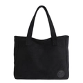 Minimalistische zwarte canvas shopper met logo-detail en grote opbergcapaciteit - Zwart
