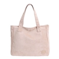 Minimalistische lichtroze shopper van zacht imitatie-suède met dubbele schouderbanden - Khaki