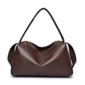 Minimalist dark brown lychee grain leather crossbody bag with spacious pillow shape - Large Size Brown