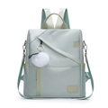 Muntgroene Oxford stof anti-diefstal rugzak voor dames met pluche bal hanger - Groen