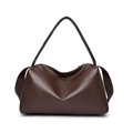 Minimalist dark brown pebble leather pillow bag with versatile crossbody strap - Small Brown