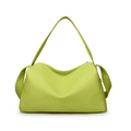 Chic chartreuse green litchi texture boston shoulder bag in soft leather finish - Small Green