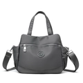 Dunkelgraue Nylon-Handtasche mit mehreren Taschen und verstellbarem Schultergurt - Grau
