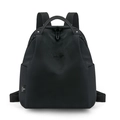 Zaino da donna in nylon nero resistente all'acqua con doppi manici e tasca laterale - Nero