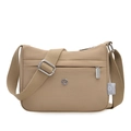 Minimalist nylon crossbody bag in khaki sand color with adjustable shoulder strap - Khaki