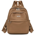 Sac à dos de voyage en nylon marron pour femmes avec plusieurs couches zippées - Orange