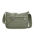 Olive green lightweight nylon crossbody bag for women with adjustable strap and multi-layers - Plum Green