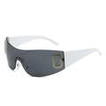 Lunettes de soleil Y2K enveloppantes avec monture blanche et verres gris foncé - Standard / Branches Blanches / Verres Gris