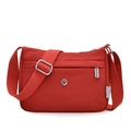Waterproof red nylon crossbody bag for women with multi-layer pockets and adjustable strap - Sunset Red