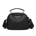 Black Oxford fabric crossbody handbag with spacious interior and adjustable shoulder strap - Black