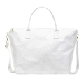 Sac fourre-tout blanc en Tyvek brillant avec lettrage embossé et bandoulière réglable - Blanc Cassé