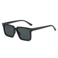 Gafas de sol cuadradas negras con remaches de plata y lentes grises oscuras - Montura Negro Brillante Lentes Grises