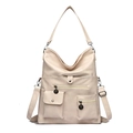 Sac fourre-tout pliable beige crème en similicuir avec plusieurs poches pratiques - Blanc Cassé