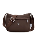 Waterproof nylon crossbody bag in dark coffee brown with adjustable fabric strap - Tiramisu