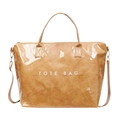 Sac cabas en papier marron avec couche PVC transparente et texte TOTE BAG imprimé - Jaune