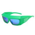 Y2K felgroene oversized wrap-around zonnebril met reflecterende blauwe lenzen - Groen Frame Blauwe Spiegel