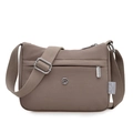 Brown waterproof nylon crossbody bag with adjustable wide strap and multi-layer pockets - Agarwood