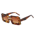 Occhiali da sole quadrati alla moda con montatura tartarugata, doppio ponte e lenti sfumate - Regolare / Montatura Leopardata / Lenti Tè