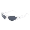 Futuristic Y2K punk sunglasses with transparent wave frame and dark grey lenses - Transparent Frame Grey Lens