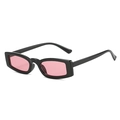 Retro kleine vierkante zonnebril met een zwart montuur en roze glazen - Zwart Montuur Roze Glazen