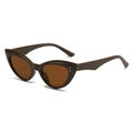Occhiali da sole retrò cat-eye marrone scuro con eleganti rivetti in metallo argento - Montatura Tè Lenti Tè