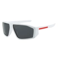 Y2K sporty cycling sunglasses with white oversized frame and gray UV400 lenses - Regular / Regular (Incl. 13% VAT) White Frame Grey Lenses