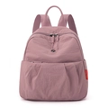 Fashionable lotus pink pleated canvas backpack with lightweight compact design for women - Lotus root pink