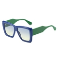 Occhiali da sole quadrati oversize blu e verdi con lenti a sfumatura di colore - Regolare / Montatura Blu Lenti Verde Giallo