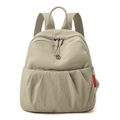 Sage green pleated nylon backpack for women with adjustable straps and zip pockets - Cotton Cream