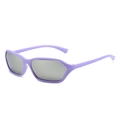 Y2K Millennium Sonnenbrille mit lila Rahmen und grauen Gläsern im retro-geometrischen Design - Violetter Rahmen Silber Spiegel