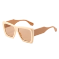 Occhiali da sole quadrati oversize con montatura crema e aste marrone chiaro - Regolare / Montatura Beige Lenti Tè Chiaro