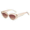 Retro cat-eye sunglasses with transparent peach frame and gradient brown lenses - Regular / Champagne Frame / Tea Lens