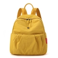 Ginger yellow pleated Oxford fabric backpack with multiple pockets and adjustable straps - Egg Yolk Yellow