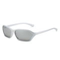 Y2K Millennium-Sonnenbrille mit silbernem Rahmen und grauen verspiegelten Gläsern - Silberner Rahmen Weiße Spiegelgläser