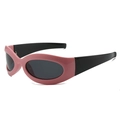 Occhiali da sole sportivi Y2K con montatura rosa, aste nere e lenti grigio scuro - Montatura Rosa Lente Grigia