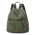 Army green mini oxford canvas backpack with pleated design and red woven label detail - Matcha Green