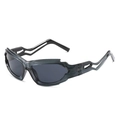 Y2K punk sunglasses featuring transparent dark grey frames and black lenses - Grey Frame Grey Lens