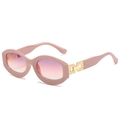 Retro oval sunglasses in dusty pink frame with gradient lenses and gold hollow temples - Regular / Pink Frame with Purple-Pink Lenses (Incl. 13% VAT)