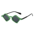 Modern small geometric triangle sunglasses with green frame and black temples - Green Frame Grey Lens