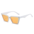 Weiße klobige Cat-Eye-Sonnenbrille mit orangefarbenen Gläsern und Retro-Rahmen - Weißer Rahmen Orange Gelbe Gläser