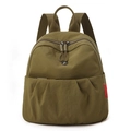 Olive green Oxford canvas backpack with pleated design and waterproof nylon finish - Cocoa Brown