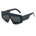 Oversized geometric sunglasses in dark blue with gold rivets and thick frames - Regular / Blue Frame Grey Lens / C0.2