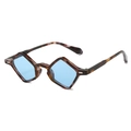 Retro geometric diamond sunglasses with tortoiseshell frames and light blue lenses - Leopard Frame Blue Lens